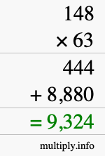 How to calculate 148 times 63 using long multiplication How to calculate 148 times 63 using long multiplication