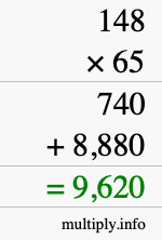 How to calculate 148 times 65 using long multiplication How to calculate 148 times 65 using long multiplication