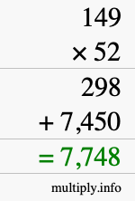How to calculate 149 times 52 using long multiplication How to calculate 149 times 52 using long multiplication