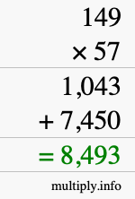 How to calculate 149 times 57 using long multiplication How to calculate 149 times 57 using long multiplication