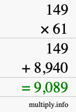 How to calculate 149 times 61 using long multiplication