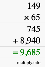 How to calculate 149 times 65 using long multiplication How to calculate 149 times 65 using long multiplication