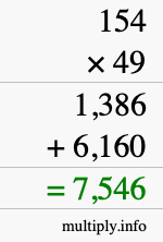 How to calculate 154 times 49 using long multiplication How to calculate 154 times 49 using long multiplication