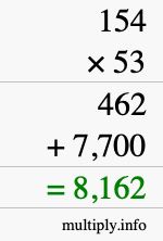 How to calculate 154 times 53 using long multiplication