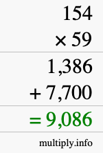 How to calculate 154 times 59 using long multiplication How to calculate 154 times 59 using long multiplication