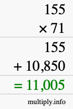 How to calculate 155 times 71 using long multiplication How to calculate 155 times 71 using long multiplication