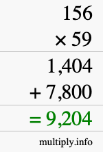 How to calculate 156 times 59 using long multiplication How to calculate 156 times 59 using long multiplication