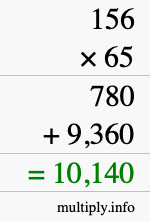 How to calculate 156 times 65 using long multiplication How to calculate 156 times 65 using long multiplication