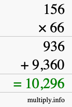 How to calculate 156 times 66 using long multiplication