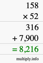 How to calculate 158 times 52 using long multiplication How to calculate 158 times 52 using long multiplication
