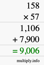 How to calculate 158 times 57 using long multiplication How to calculate 158 times 57 using long multiplication