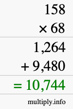 How to calculate 158 times 68 using long multiplication How to calculate 158 times 68 using long multiplication