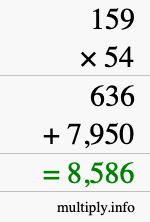 How to calculate 159 times 54 using long multiplication How to calculate 159 times 54 using long multiplication