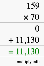 How to calculate 159 times 70 using long multiplication