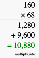 How to calculate 160 times 68 using long multiplication How to calculate 160 times 68 using long multiplication