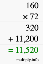 How to calculate 160 times 72 using long multiplication How to calculate 160 times 72 using long multiplication