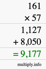 How to calculate 161 times 57 using long multiplication How to calculate 161 times 57 using long multiplication