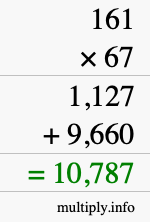 How to calculate 161 times 67 using long multiplication How to calculate 161 times 67 using long multiplication