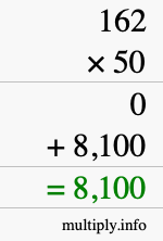 How to calculate 162 times 50 using long multiplication How to calculate 162 times 50 using long multiplication