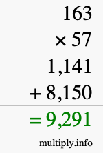 How to calculate 163 times 57 using long multiplication How to calculate 163 times 57 using long multiplication