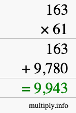 How to calculate 163 times 61 using long multiplication