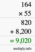 How to calculate 164 times 55 using long multiplication How to calculate 164 times 55 using long multiplication