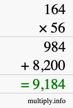 How to calculate 164 times 56 using long multiplication How to calculate 164 times 56 using long multiplication