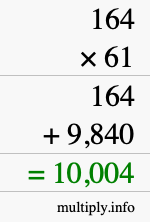 How to calculate 164 times 61 using long multiplication