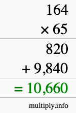 How to calculate 164 times 65 using long multiplication How to calculate 164 times 65 using long multiplication