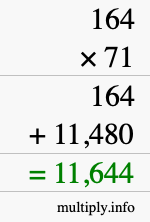 How to calculate 164 times 71 using long multiplication How to calculate 164 times 71 using long multiplication