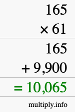 How to calculate 165 times 61 using long multiplication