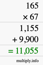 How to calculate 165 times 67 using long multiplication How to calculate 165 times 67 using long multiplication