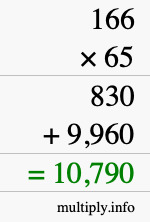 How to calculate 166 times 65 using long multiplication How to calculate 166 times 65 using long multiplication