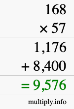 How to calculate 168 times 57 using long multiplication How to calculate 168 times 57 using long multiplication