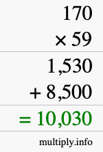 How to calculate 170 times 59 using long multiplication