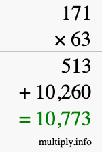 How to calculate 171 times 63 using long multiplication How to calculate 171 times 63 using long multiplication