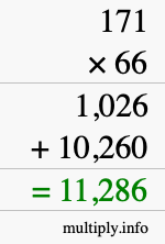 How to calculate 171 times 66 using long multiplication
