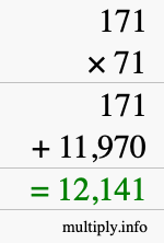 How to calculate 171 times 71 using long multiplication