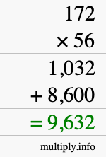 How to calculate 172 times 56 using long multiplication How to calculate 172 times 56 using long multiplication