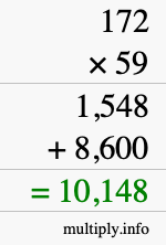 How to calculate 172 times 59 using long multiplication How to calculate 172 times 59 using long multiplication