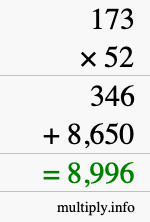 How to calculate 173 times 52 using long multiplication How to calculate 173 times 52 using long multiplication