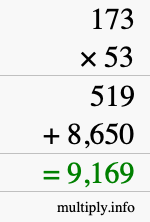 How to calculate 173 times 53 using long multiplication
