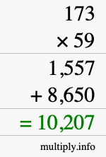 How to calculate 173 times 59 using long multiplication How to calculate 173 times 59 using long multiplication