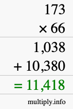 How to calculate 173 times 66 using long multiplication