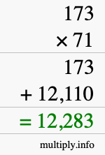 How to calculate 173 times 71 using long multiplication