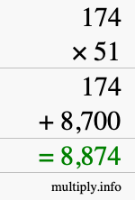 How to calculate 174 times 51 using long multiplication How to calculate 174 times 51 using long multiplication