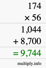 How to calculate 174 times 56 using long multiplication How to calculate 174 times 56 using long multiplication