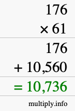 How to calculate 176 times 61 using long multiplication