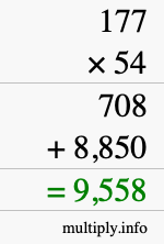 How to calculate 177 times 54 using long multiplication How to calculate 177 times 54 using long multiplication