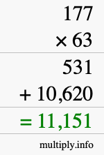 How to calculate 177 times 63 using long multiplication How to calculate 177 times 63 using long multiplication
